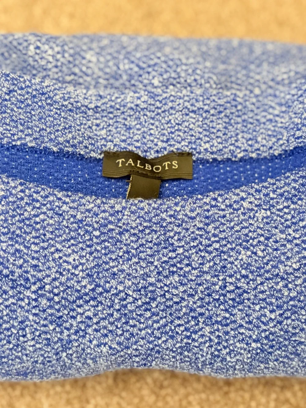 NWT Talbots Wide Neck Space Dye Cuff Sweater in Blue, Size Small